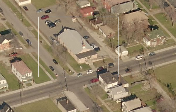 Belle Theatre (Buchanan Theatre) - Aerial (newer photo)